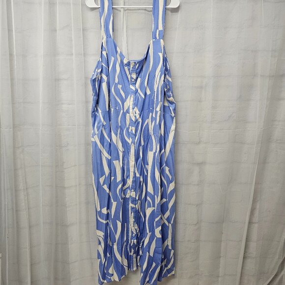 Ava & Viv Periwinkle Blue White Sleeveless Maxi Dress Festival Boho Abstract 4X - Picture 1 of 10